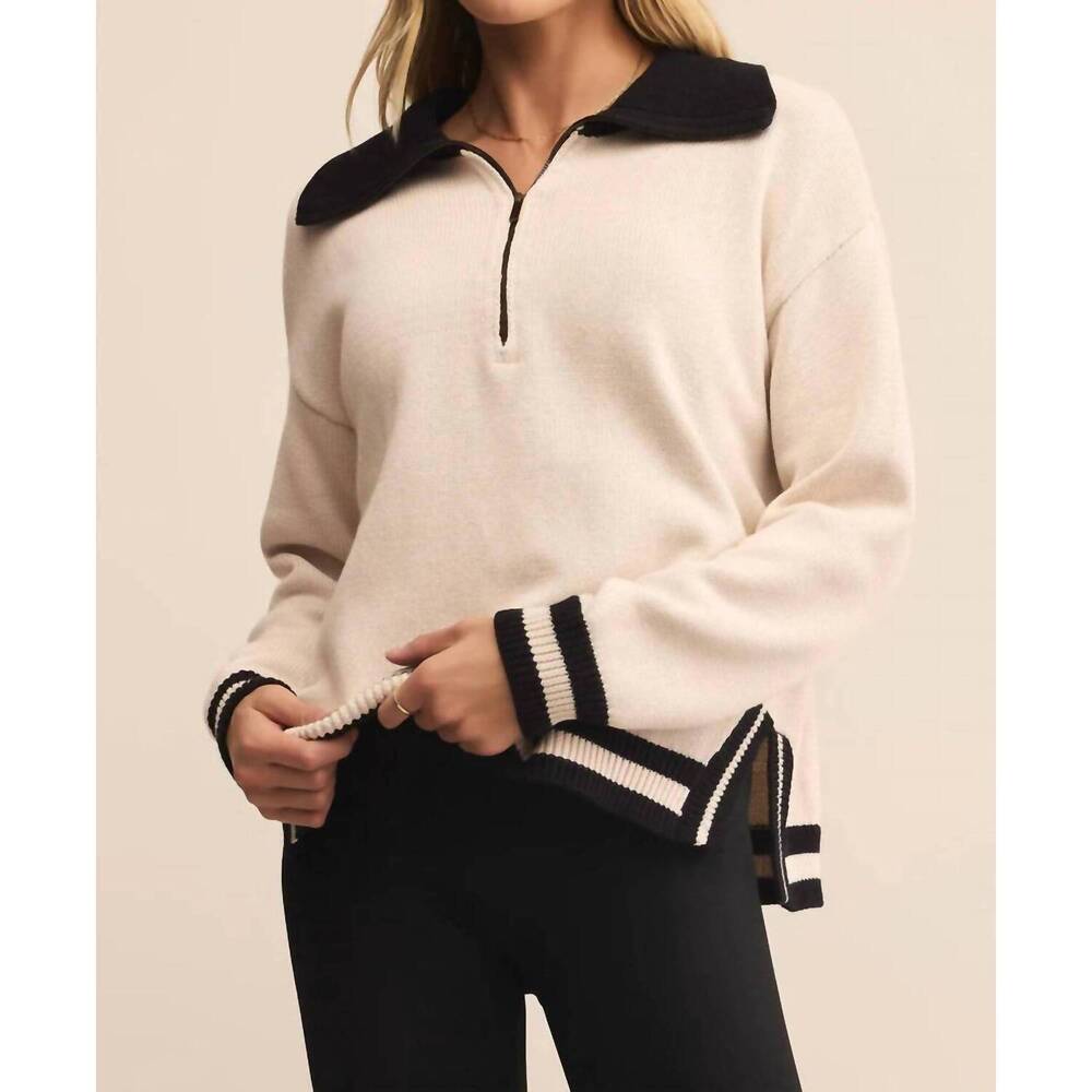 NEW Z SUPPLY society half zip sweater in crystal - Picture 1 of 4